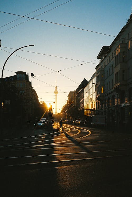 Street in Berlin at Sunset