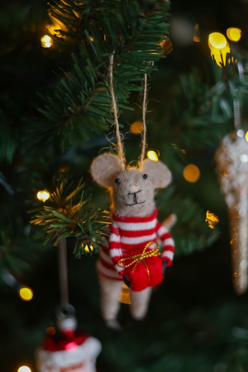 Close-up of a Christmas Ornament Hanging on the Tree
