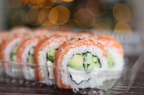 Close-up of Sushi in a Box 