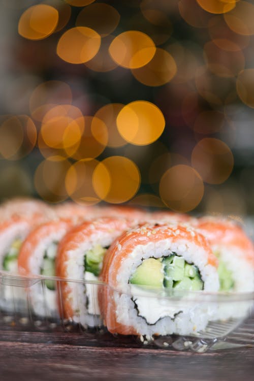 Close-up of Sushi in a Box 