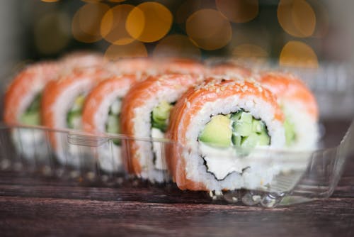 Close-up of Sushi in a Box 