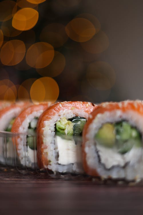 Close-up of Sushi in a Box 