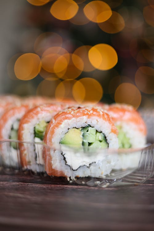 Close-up of Sushi in a Box 