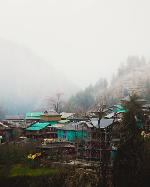 Mountain Village in Himalayan Mountains 