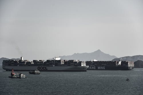 Foto d'estoc gratuïta de contenidors marítims, sobre el mar, vaixell de càrrega