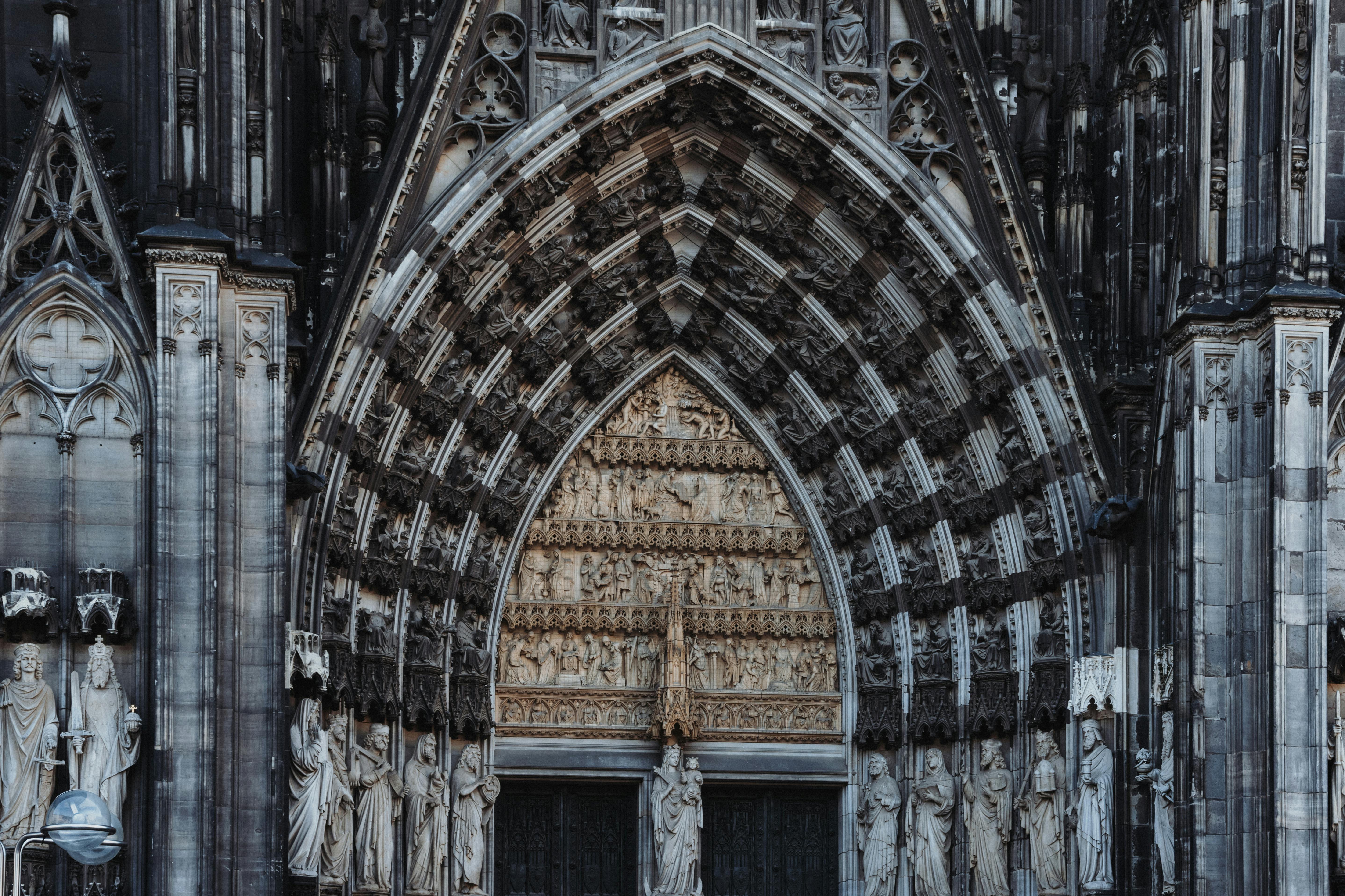 main entrance to the cathedral church of saint peter cologne germany