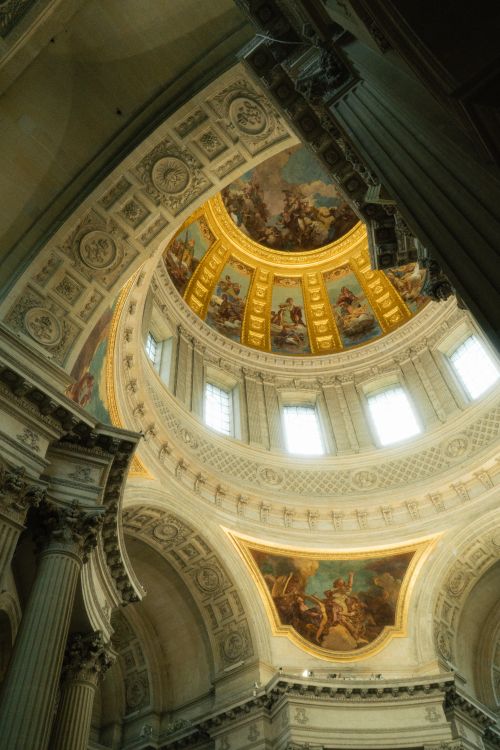 Free Stunning view of the dome interior in Paris, showcasing classic architectural beauty and historical grandeur. Stock Photo