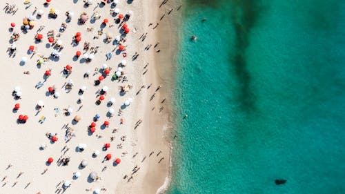 Aerial view of people on the beach