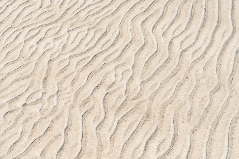 High-resolution image of ripple patterns in arid desert sand showing texture and natural patterns.