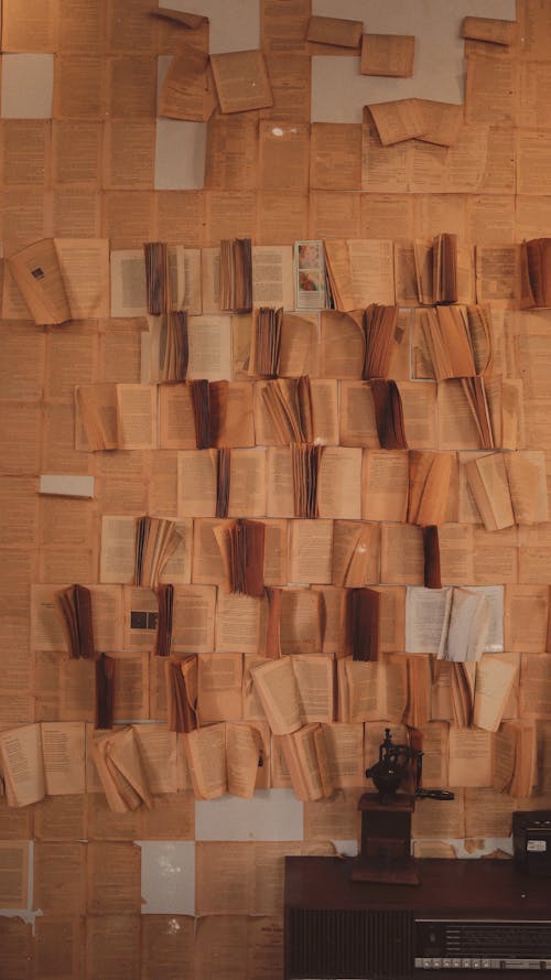 Book Pages on Wall