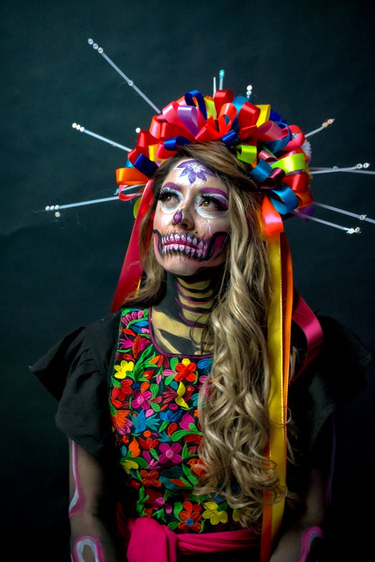 Portrait Of Woman In Traditional Mexican Costume 