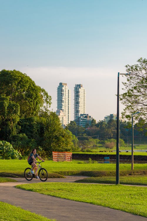公園, 單車騎士, 垂直拍攝 的 免費圖庫相片