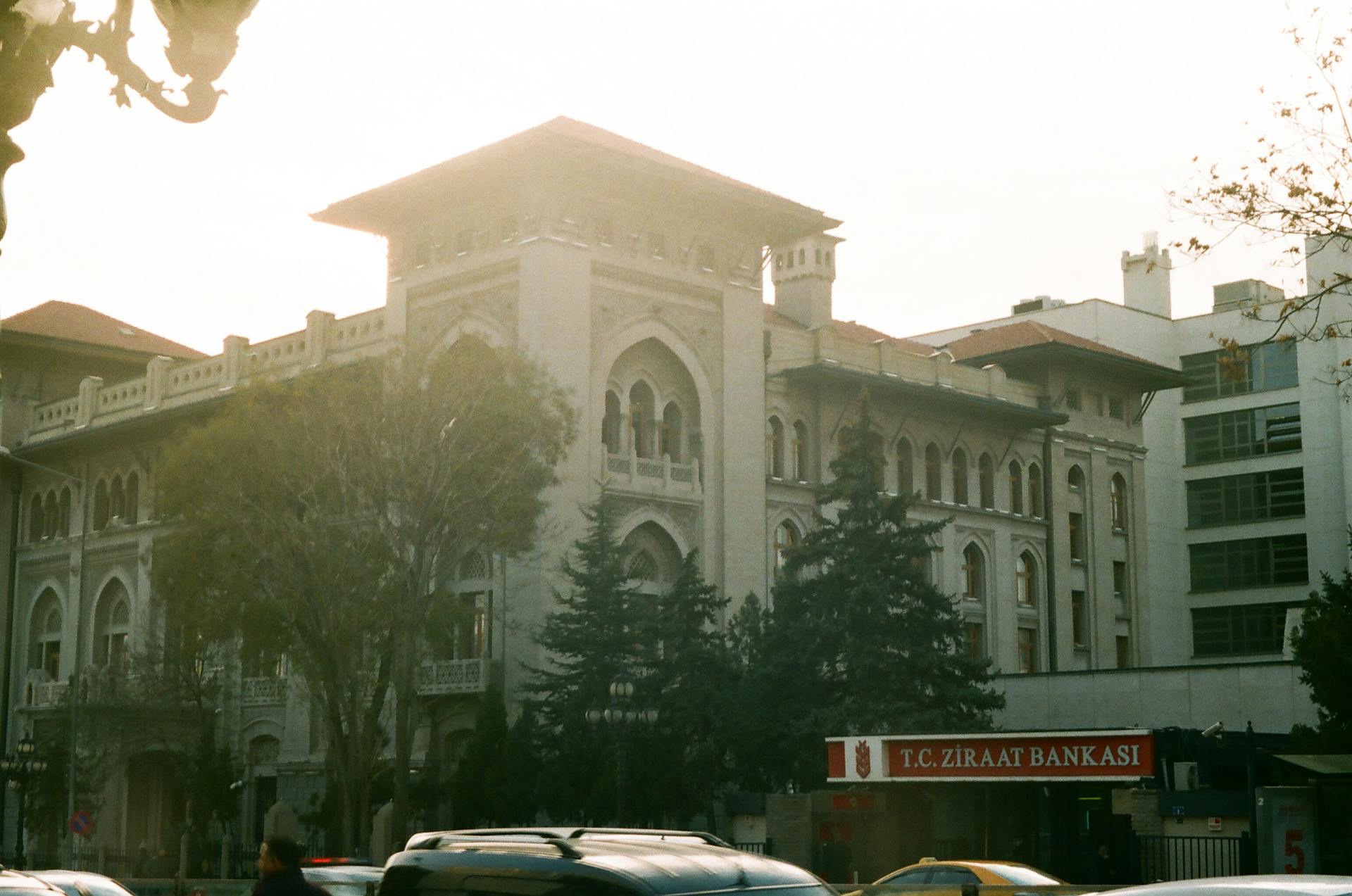 Classic architecture of T.C. Ziraat Bankasi building in Ankara, Turkey, a blend of tradition and history.