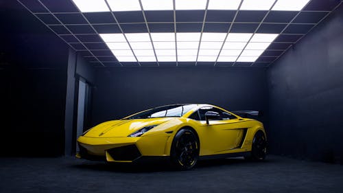 Yellow Lamborghini Gallardo in the Garage