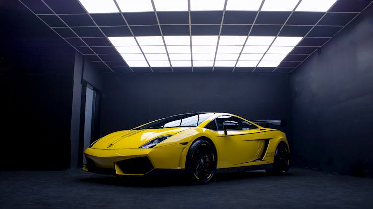 Yellow Lamborghini Gallardo In The Garage