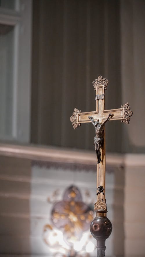 Close-up of a Cross in a Church 