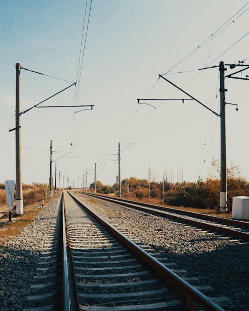 Railway Tracks in Countryside in Autumn