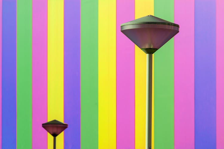 Lampposts Against Colorful Background