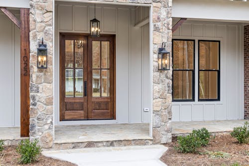 Exterior and the Entrance of a Modern House 