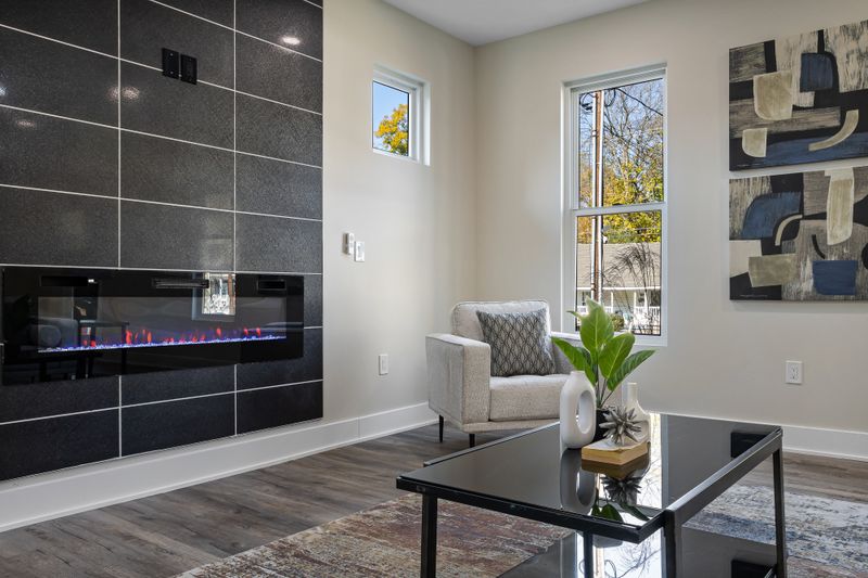 Modern electric heating panel installed in living room