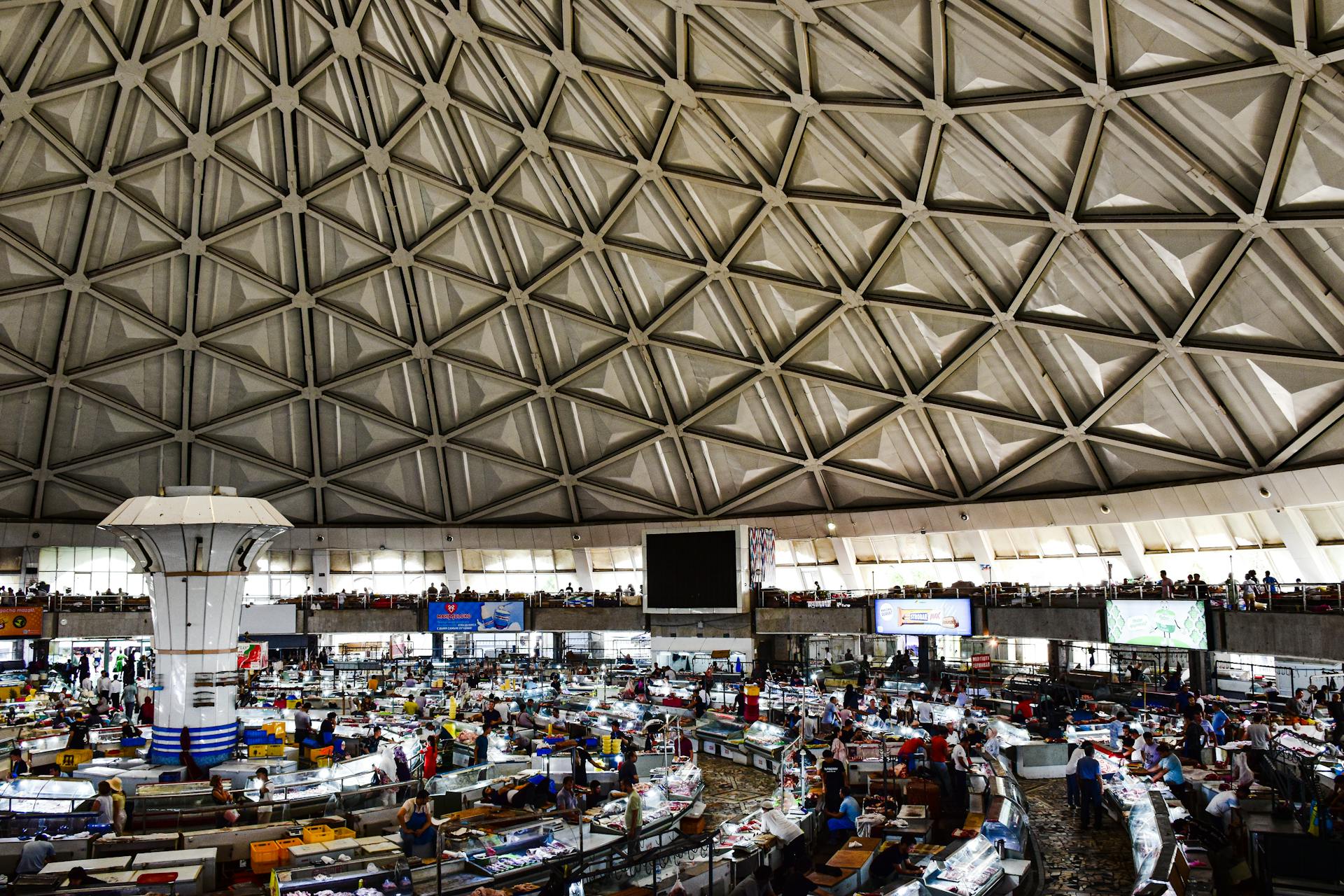 Interior of Chorsu Bazaar in Tashkent in Uzbekistan