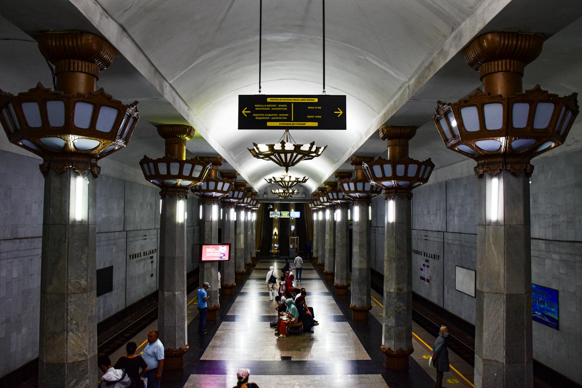 Explore the architectural beauty of Yunus Rajabiy station in Tashkent's subway.