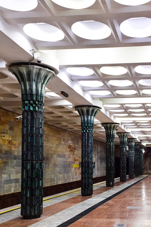 Ornate Colonnade at the Gafur Gulom Station of Tashkent Metro
