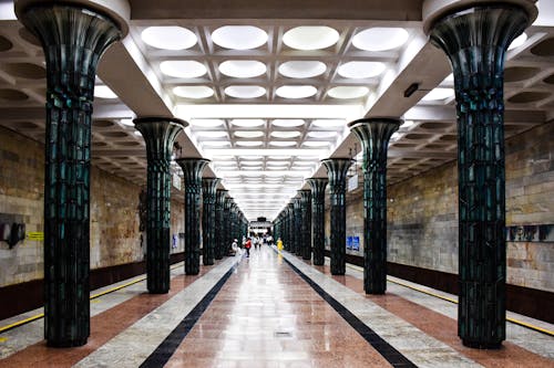 Platform of Gafur Gulom Station in Tashkent