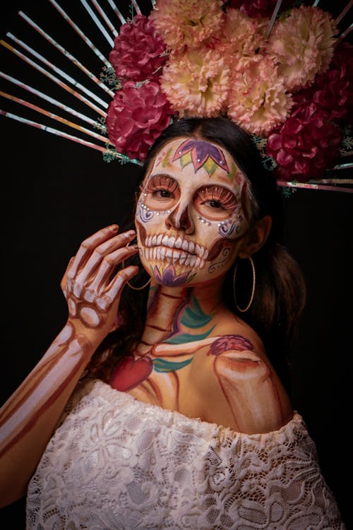 Woman Wearing Costume and Makeup for the Day of the Dead Celebrations in Mexico 