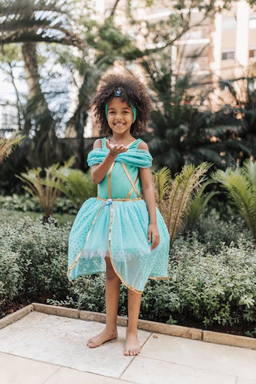 Child Model in Blue Dress