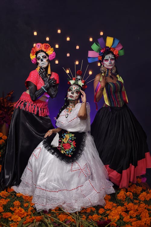Models as Catrina for Dia de Muertos