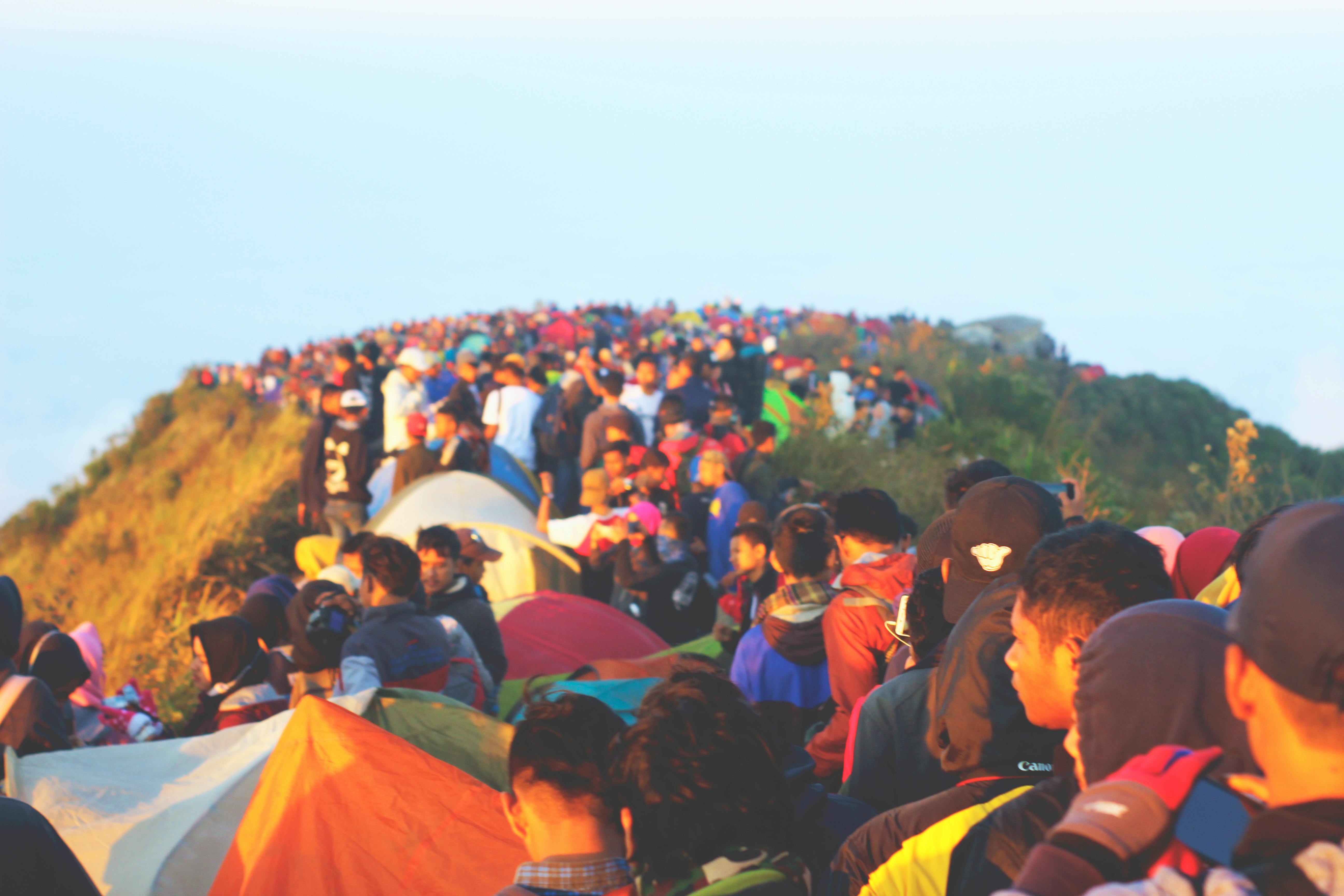 Free stock photo of crowds on the mountain top, many people, mountain
