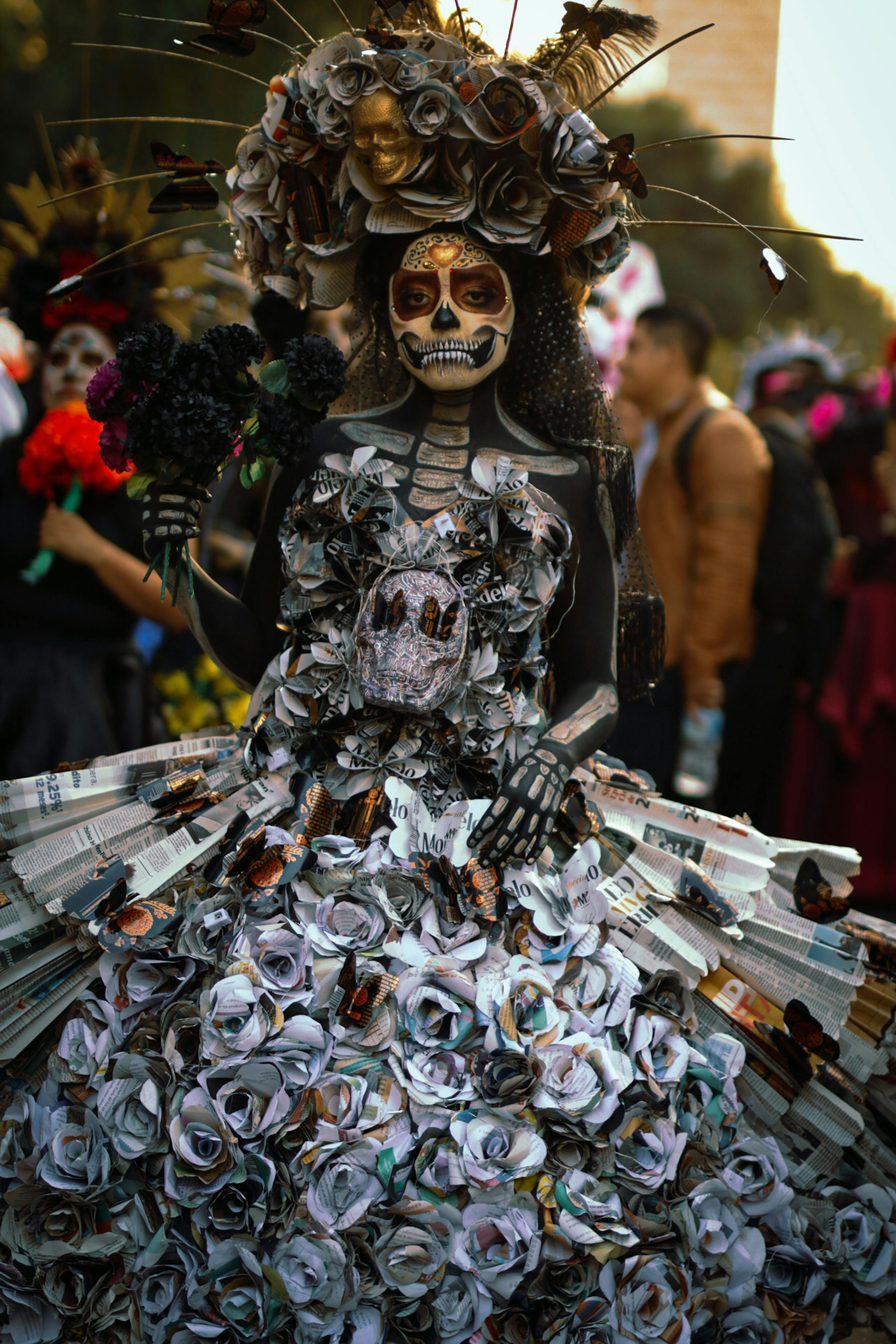 Woman in a Black Costume for the Day of the Dead in Mexico · Free