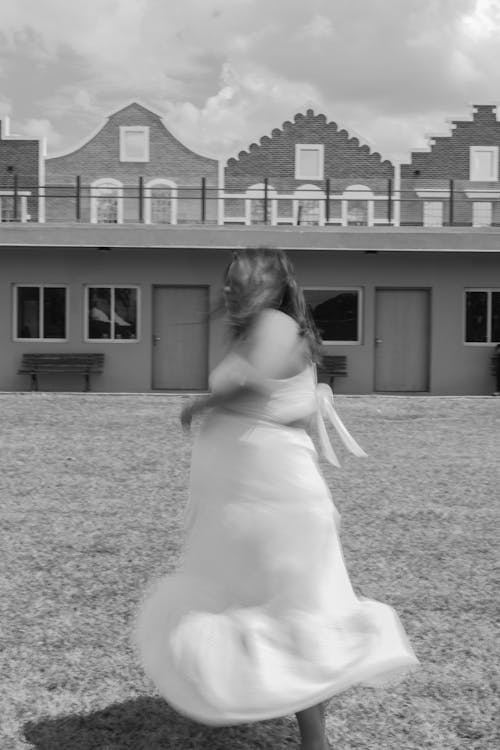 Blurred Bride and Building behind