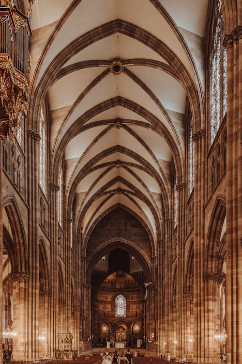Free Interior of the Strasbourg Cathedral, Strasbourg, France  Stock Photo