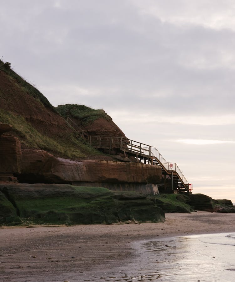 Stairs On The Cliff Above Exmouth Beach In United Kingdom