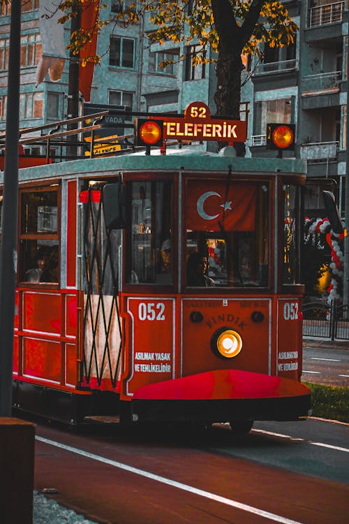 Vintage Tram on Istiklal Street in Istanbul
