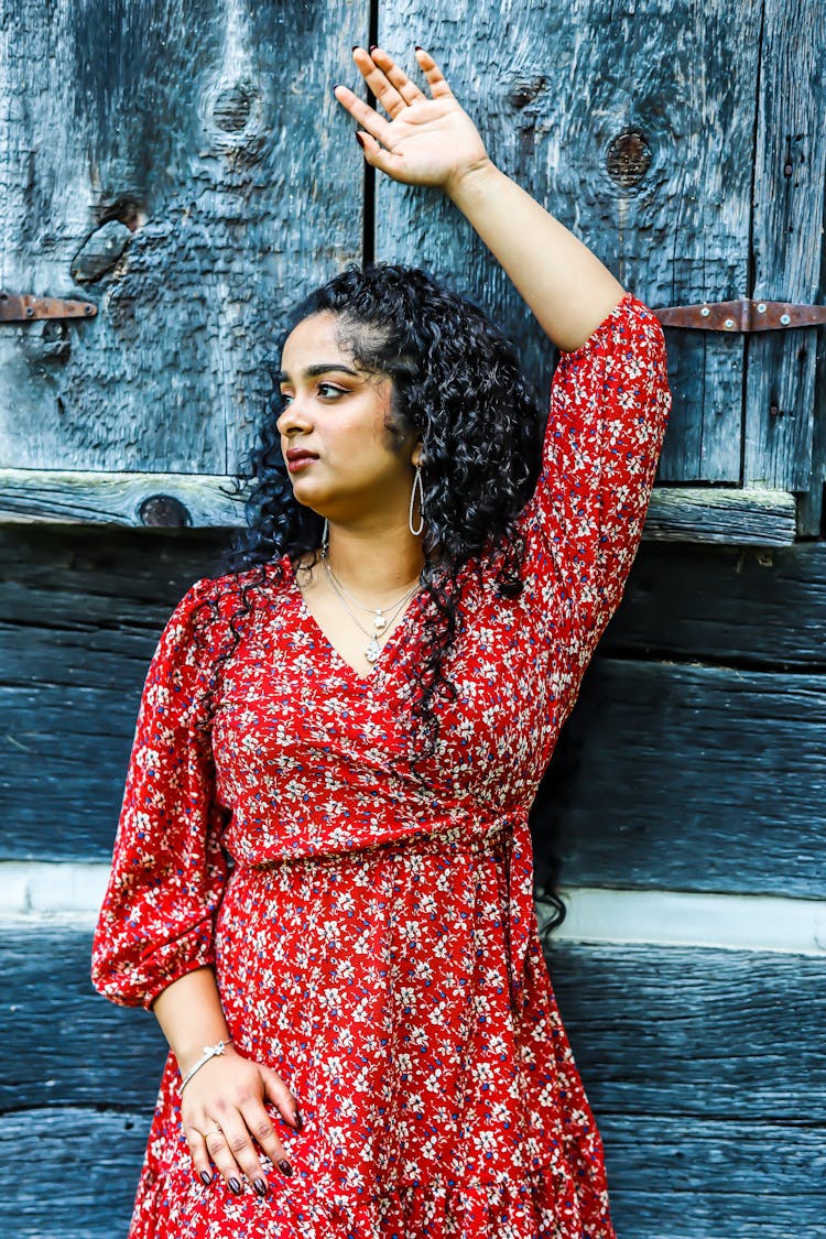 Portrait Of Woman In Red Sundress