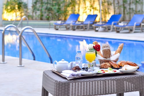 Breakfast by a Swimming Pool