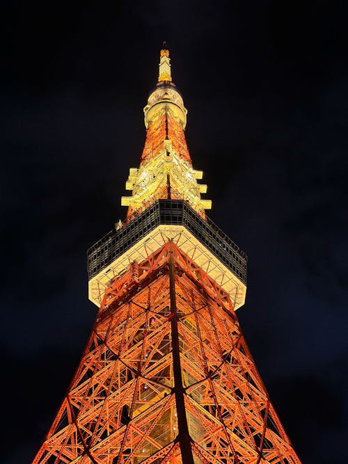 Illuminated Tokyo Tower at Night