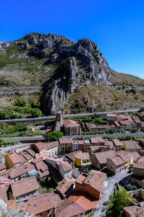 Village by Mountain in Pancorbo, Spain