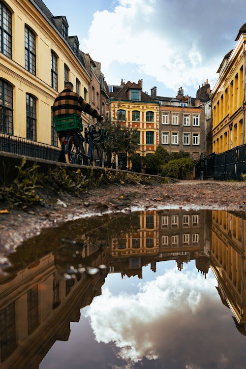 Základová fotografie zdarma na téma budovy, chůze, kaluž