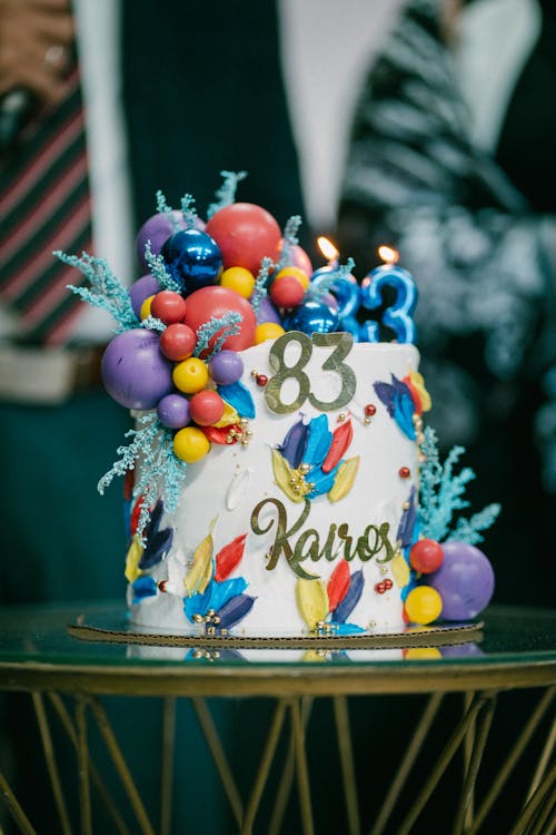 Birthday Cake with Colorful Decorations 