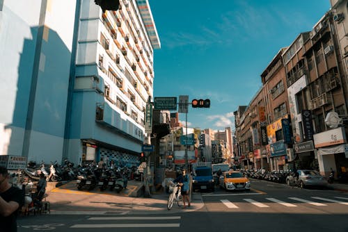 View of a Street and Buildings in a Modern City 