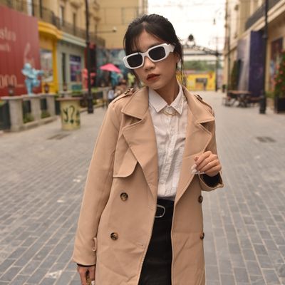 Beige Belted Trench Coat