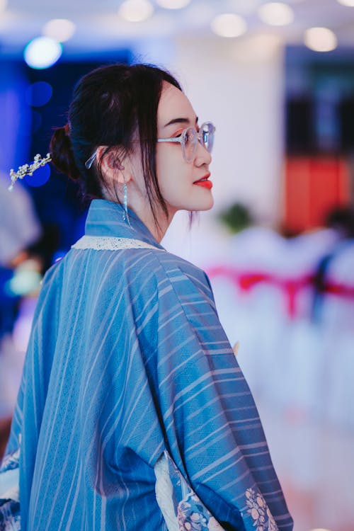 Portrait of an Asian Woman Wearing Kimono 