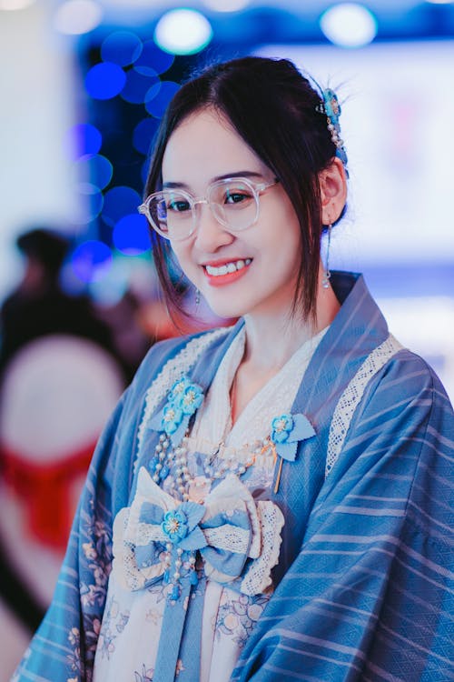 Portrait of an Asian Woman Wearing Kimono 