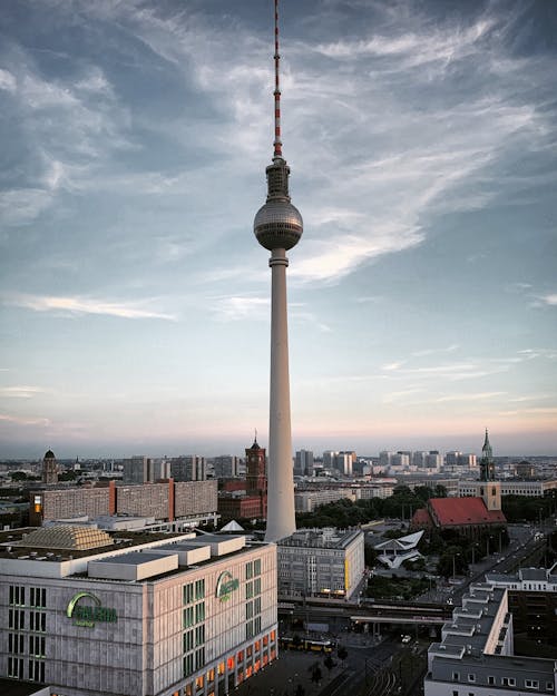 View of the Berliner Fernsehturm - a TV Tower in Berlin, Germany 