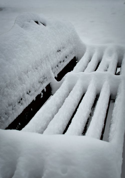 Bench Covered with a Thick Layer of Snow