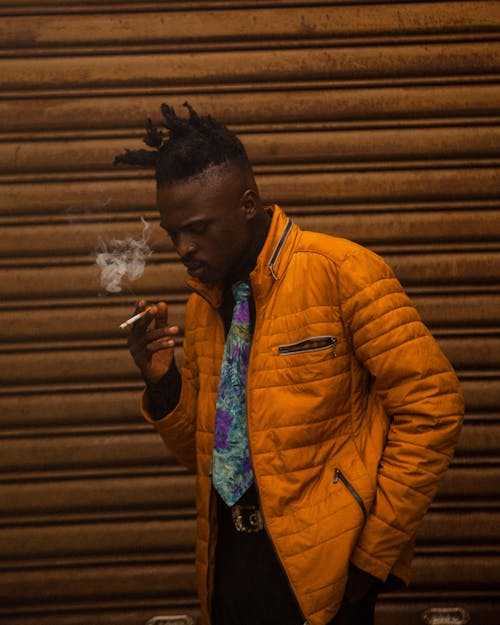 Portrait of an African Man Smoking a Cigarette